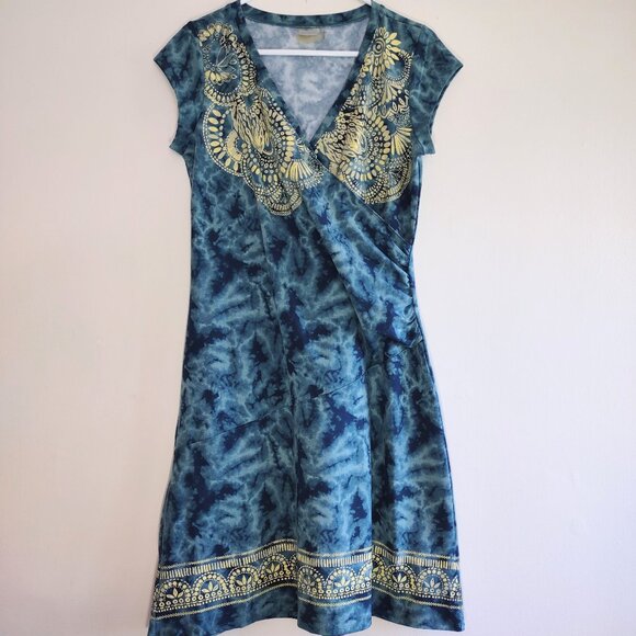 Athleta Dresses & Skirts - Athleta Blue and Gold Midi Dress